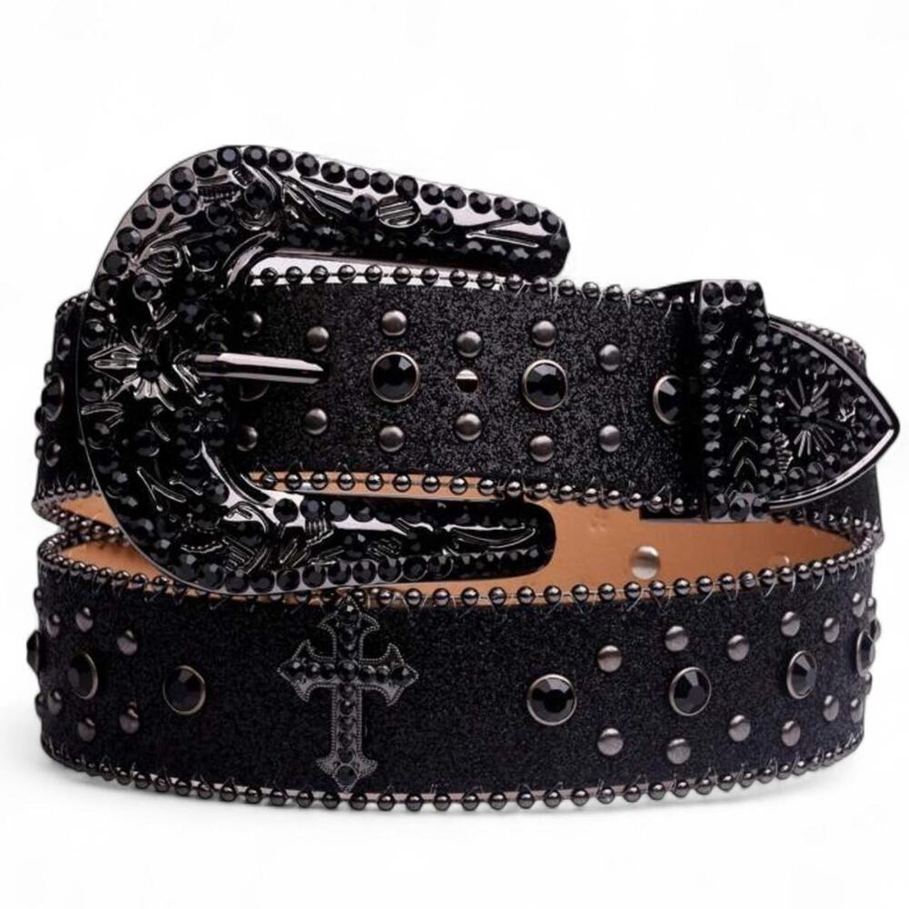 Y2K Western Goth Blinged Out Rhinestone 45in Belt Brand New